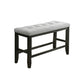 Woodlands 48 Inch Counter Height Bench Wood Tufted Seat Black White By Casagear Home BM311784