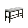 Woodlands 48 Inch Counter Height Bench Wood Tufted Seat Black White By Casagear Home BM311784