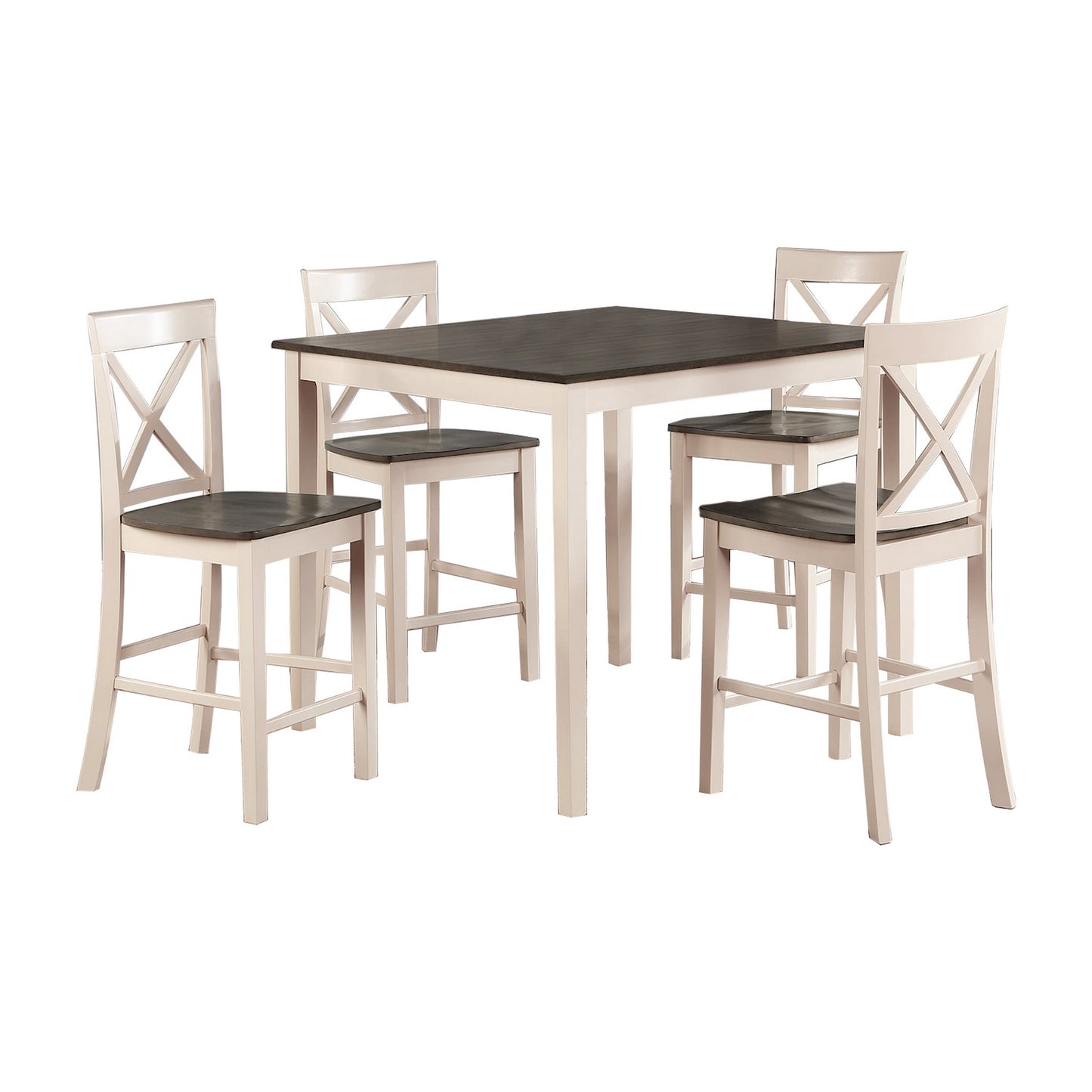 Christine 5 Piece Dining Table and Chairs Set White and Brown Wood Frames By Casagear Home BM311787