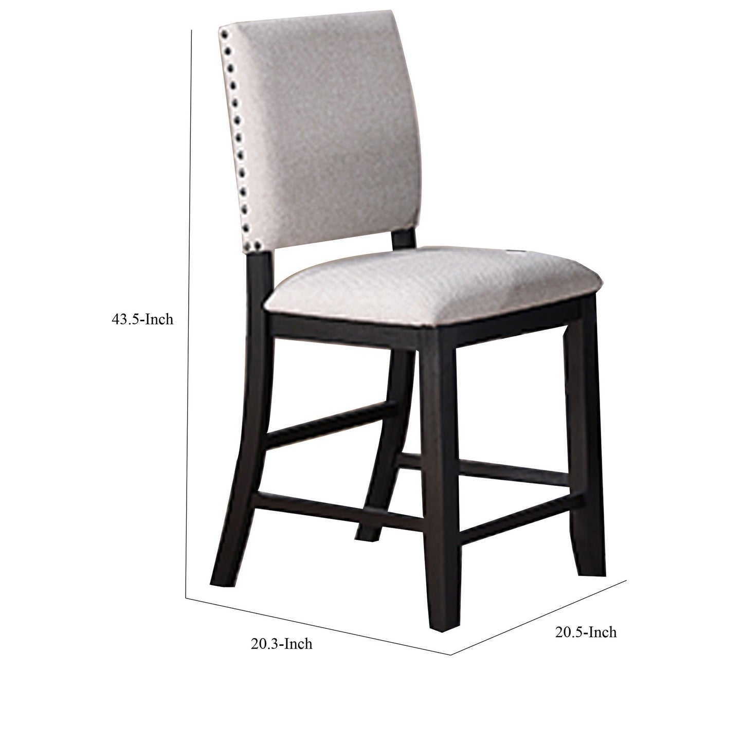 Edward 24 Inch Counter Height Chair Set of 2 Black Wood White Fabric By Casagear Home BM311792