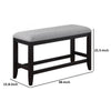 Patricia 48 Inch Counter Height Dining Bench Black Wood and Gray Fabric By Casagear Home BM311793