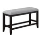 Patricia 48 Inch Counter Height Dining Bench, Black Wood and Gray Fabric By Casagear Home