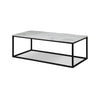 Rebecca 3pc Nesting Coffee and End Table Set Black Metal White Marble Top By Casagear Home BM311800