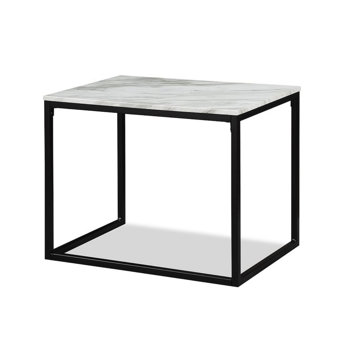 Rebecca 3pc Nesting Coffee and End Table Set Black Metal White Marble Top By Casagear Home BM311800