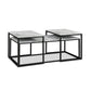 Rebecca 3pc Nesting Coffee and End Table Set Black Metal White Marble Top By Casagear Home BM311800