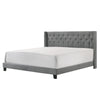 Lih California King Bed Wingback Tufted Headboard Wood Legs Gray By Casagear Home BM311801