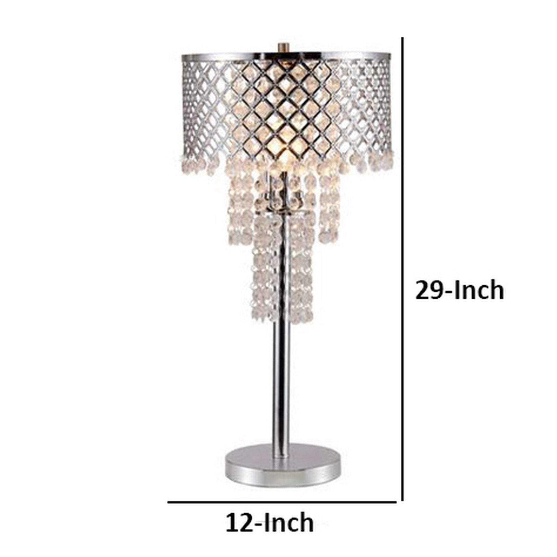 Denise 29 Inch Table Lamp Glass Metal Frame Mesh Shade Crystals Gold By Casagear Home BM311805