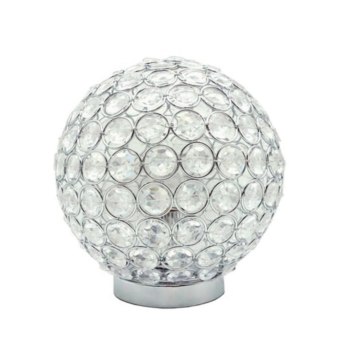 Denise 9 Inch Table Lamp Round Metal Base Crystal Ball Shade Silver By Casagear Home BM311807