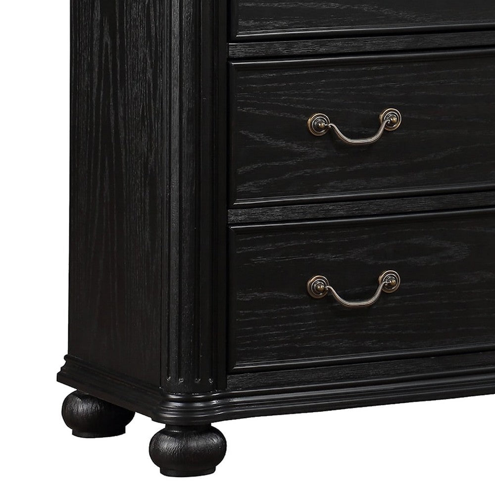 Berry 49 Inch Tall Dresser Chest Wood Metal Handles 5 Drawers Black By Casagear Home BM311809