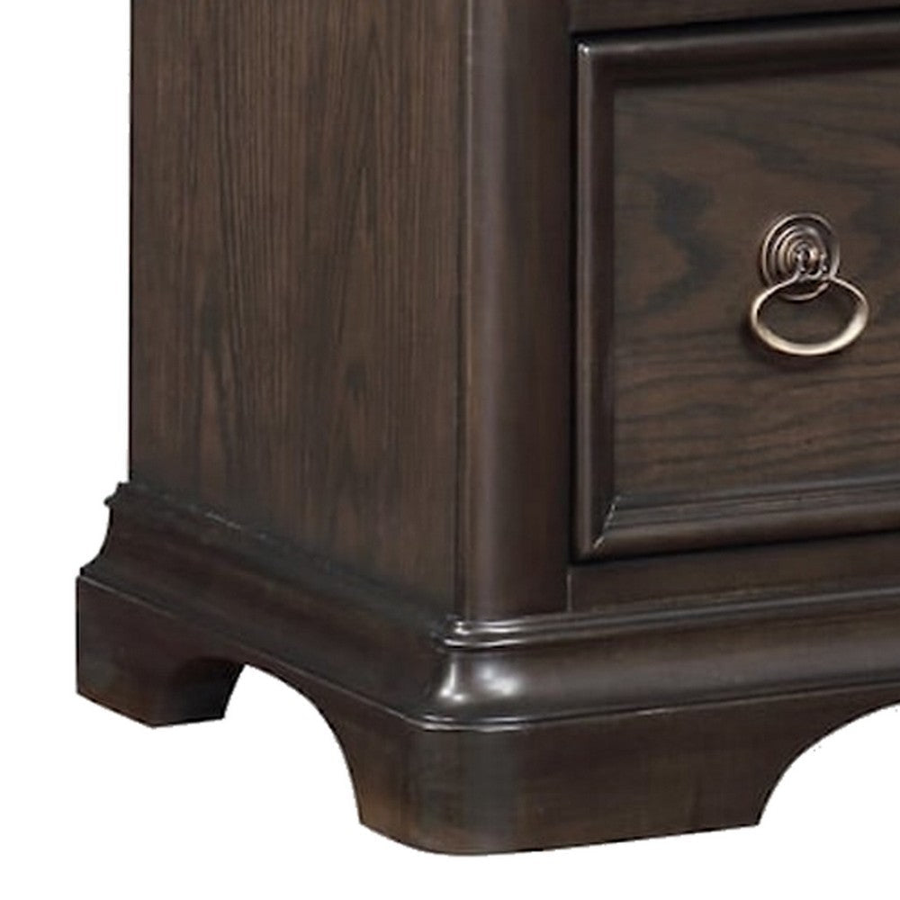 Dam 54 Inch Tall Dresser Chest Brass Metal Knobs 7 Drawers Brown Wood By Casagear Home BM311811