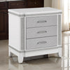 Abi 28 Inch Nightstand, 3 Drawers, White Wood and Faux Crystal Diamond By Casagear Home