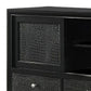 LED 67 Inch TV Media Entertainment Console 2 Barn Doors Black Finish By Casagear Home BM311817