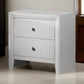 Eve 24 Inch Nightstand 2 Drawers Metal Knobs Modern White Wood By Casagear Home BM311820