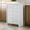 Eve 47 Inch Tall Dresser Chest 5 Drawers with Metal Knobs White Wood By Casagear Home BM311821