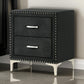 Moha 28 Inch Nightstand, Wood, 2 Drawers, Metal Handles, Black Velvet By Casagear Home