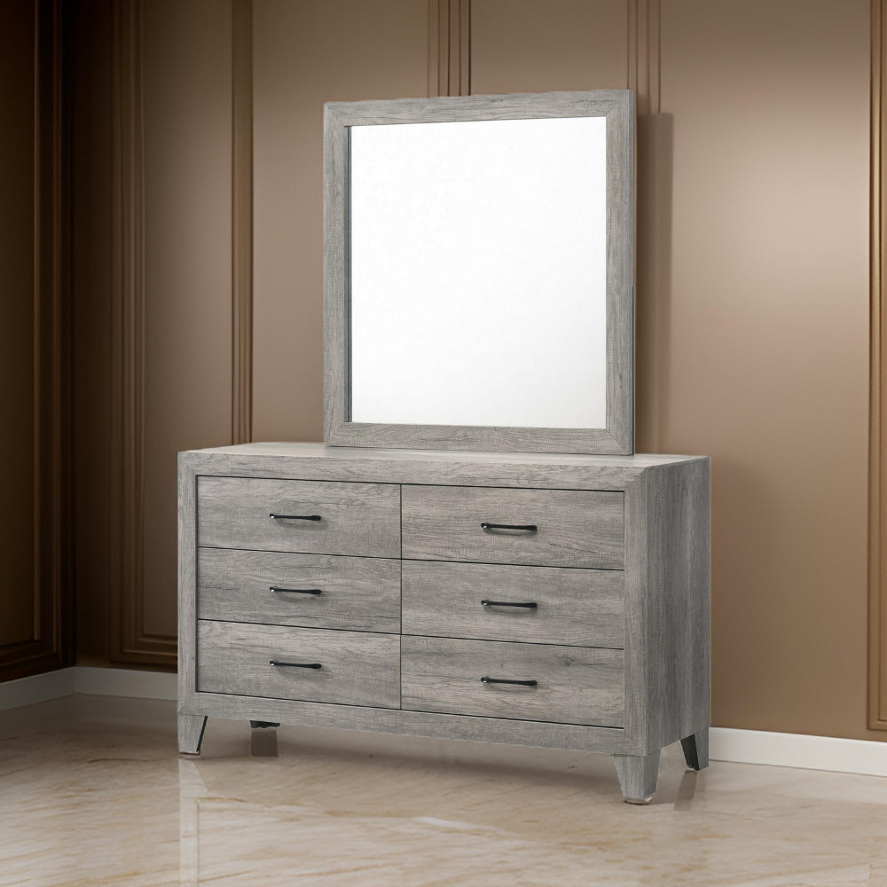 Isha 58 Inch Dresser 6 Wide Drawers Rustic Driftwood Gray Finish By Casagear Home BM311831