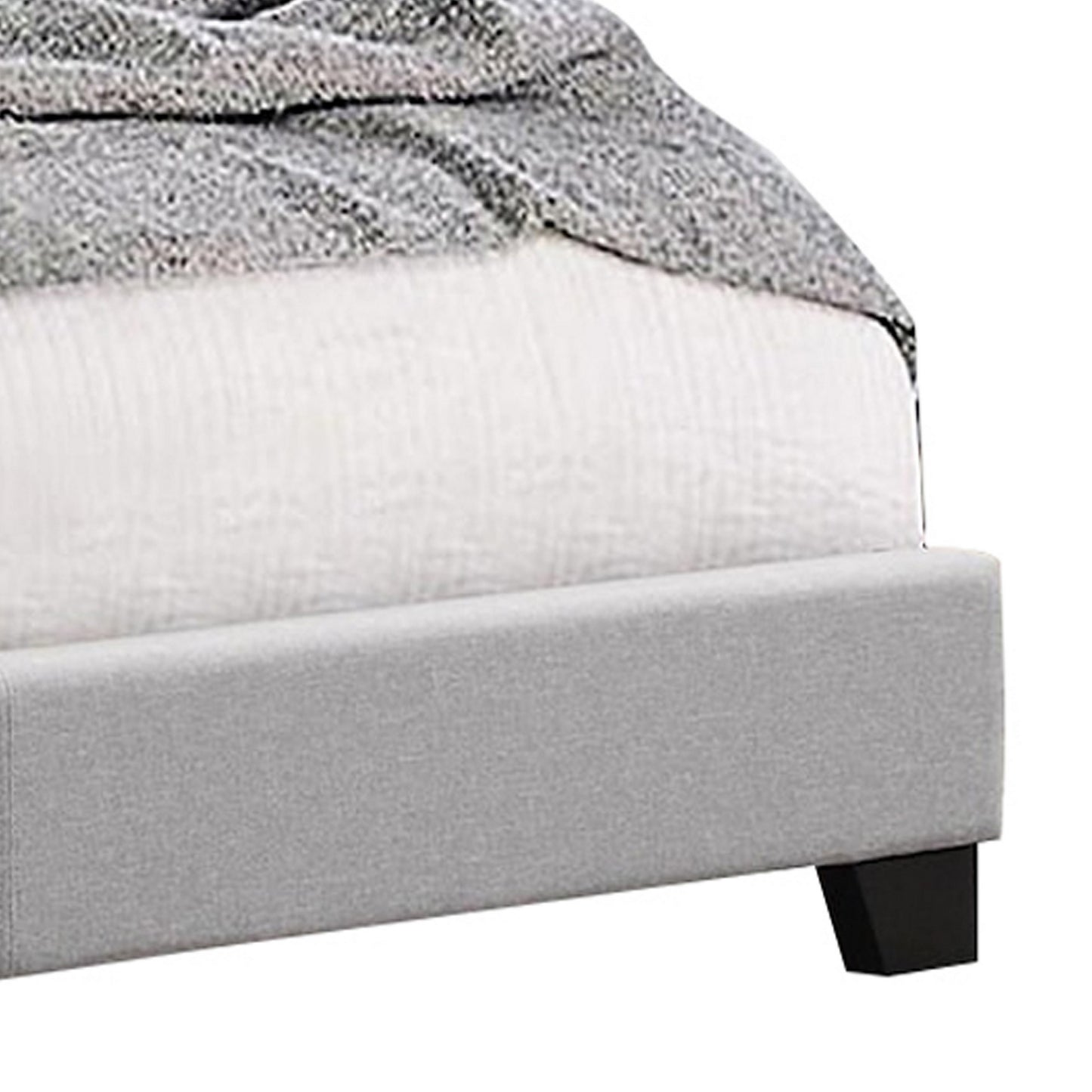 Lawrence Full Size Bed Wood Frame Light Gray Button Tufted Upholstery By Casagear Home BM311833