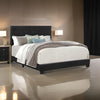 Shirin California King Bed, Wood, Nailheads, Upholstered Headboard, Black By Casagear Home