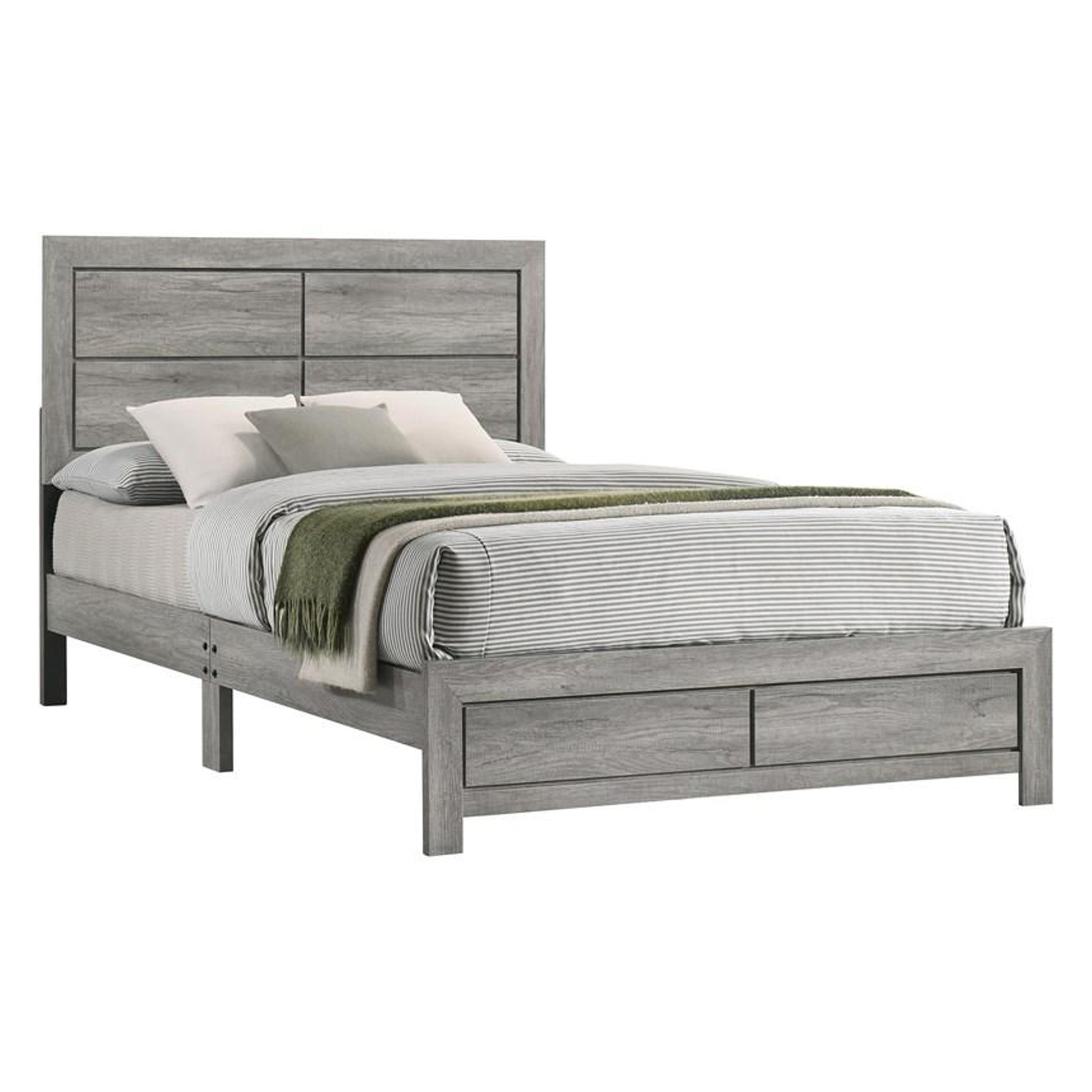 Robin King Size Bed, Platform Base, Driftwood, 8 Support Legs By Casagear Home