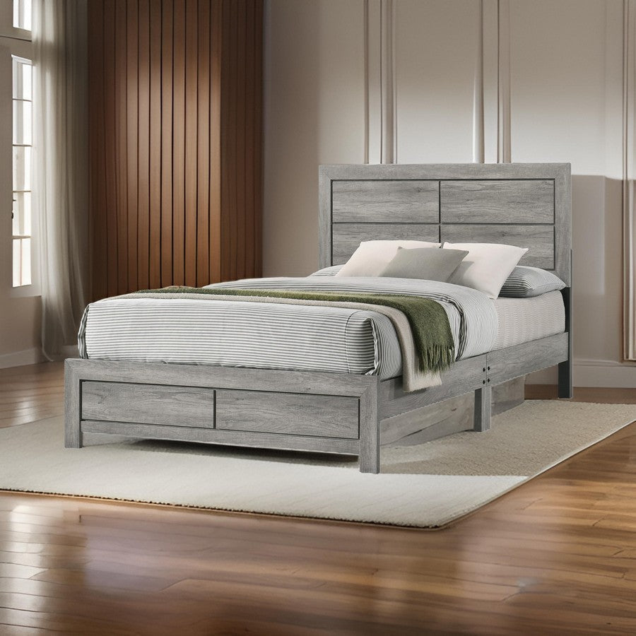 Robin Twin Size Bed Low Profile Base Rustic Gray Driftwood Finish By Casagear Home BM311849