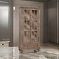 70 Inch Tall Cabinet, 1 Bottom Drawer, 2 Glass Doors, Drift Sand Brown Wood By Casagear Home