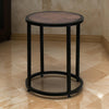 Berry 24 Inch Side End Table, Copper Round Top, Caster Wheels, Black Metal By Casagear Home