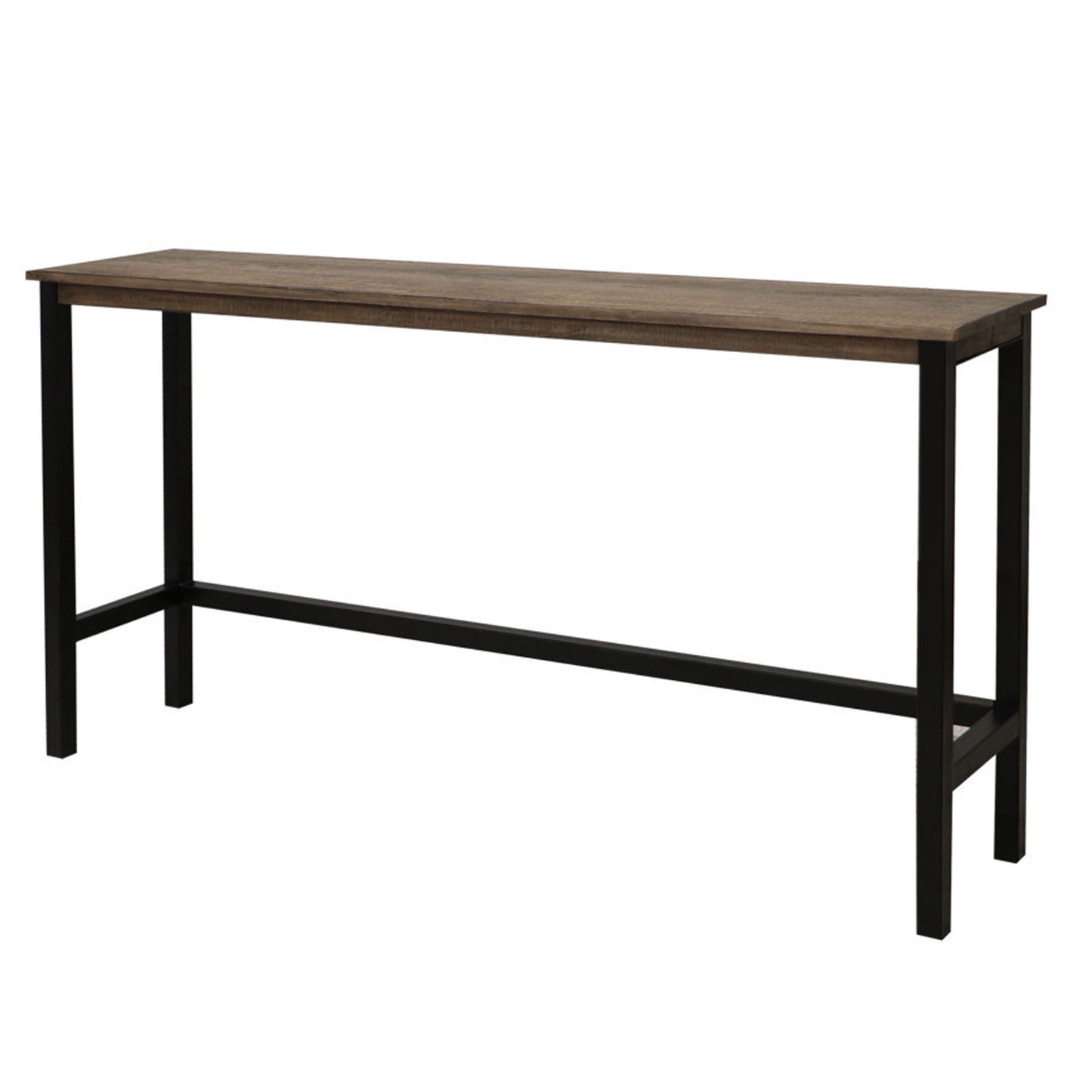 Simi 67 Inch Console Table Wide 3 Tier Design Black Metal Brown Wood By Casagear Home BM311856