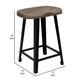 Simi 24 Inch Counter Height Stool Industrial Black Metal Base Brown Wood By Casagear Home BM311857