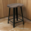 Simi 24 Inch Counter Height Stool Industrial Black Metal Base Brown Wood By Casagear Home BM311857