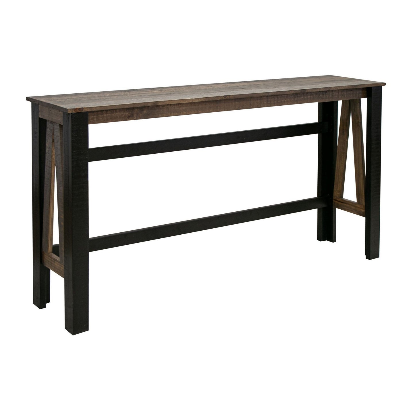 Pola 67 Inch Sofa Table Transitional Rectangular Top Gray and Brown Wood By Casagear Home BM311863