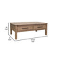 Umey 53 Inch Coffee Table 2 Drawers Light Natural Brown Wood Frame By Casagear Home BM311865