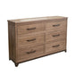 Umey 62 Inch Dresser, 6 Drawers, Metal Handles, Light Natural Brown Wood By Casagear Home