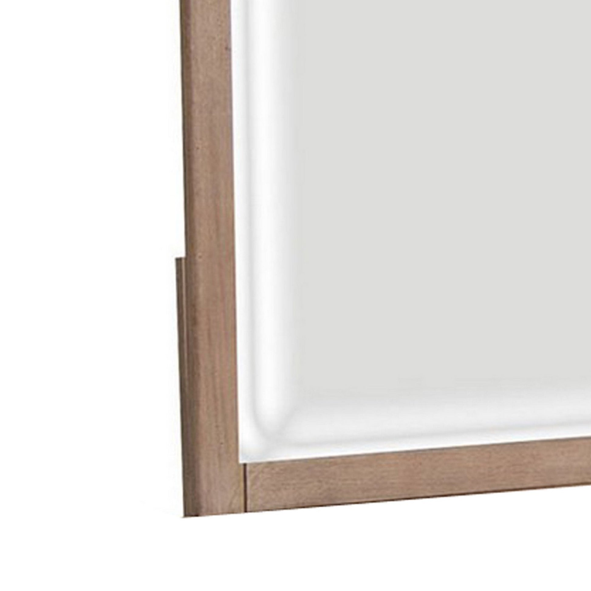 Umey 37 x 38 Inch Dresser Mirror Beveled Light Natural Brown Wood Frame By Casagear Home BM311871