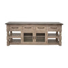 Nite 79 Inch TV Entertainment Console, 4 Drawers, 2 Glass Doors, Brown Wood By Casagear Home