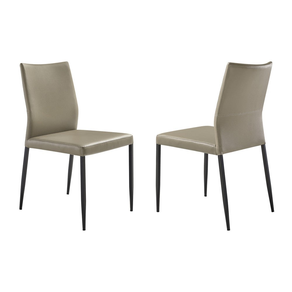 Ash 22 Inch Dining Chair Set of 2 Gray Faux Leather Tall Curved Black By Casagear Home BM311888