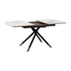 Lina 51-67 Inch Extendable Dining Table Gray Ceramic and Walnut Wood Top By Casagear Home BM311891