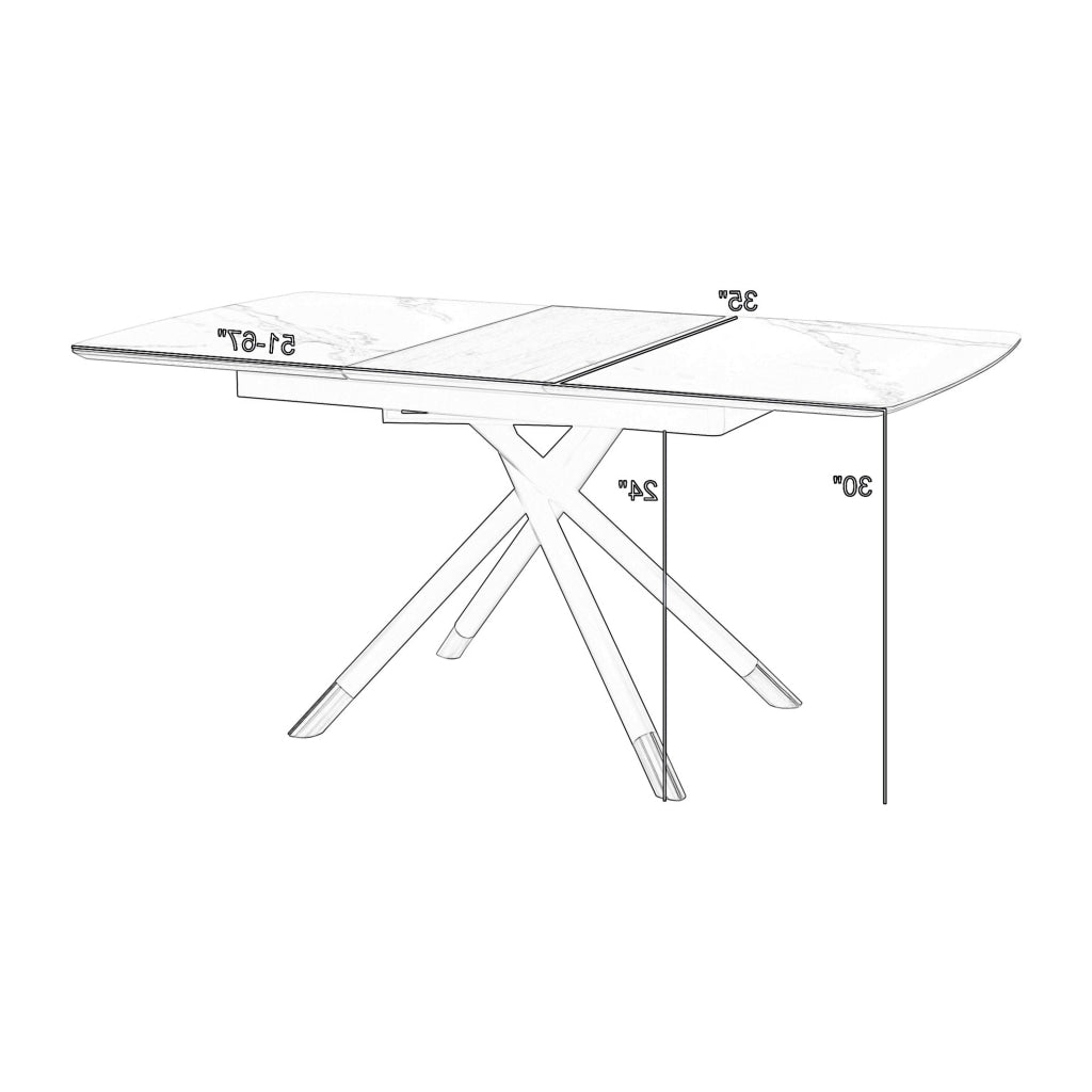 Lina 51-67 Inch Extendable Dining Table Gray Ceramic and Walnut Wood Top By Casagear Home BM311891