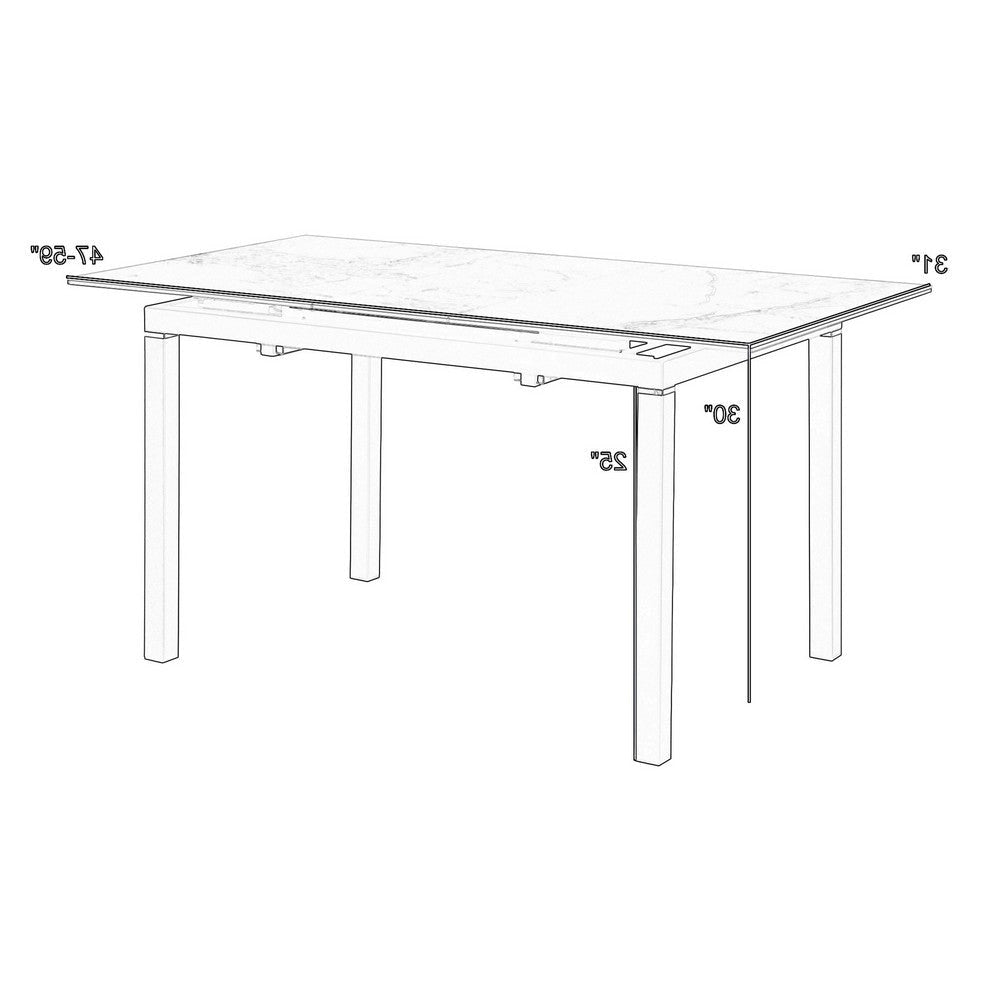 Ana 47-59 Inch Extendable Dining Table Smooth Gray Sintered Stone Black By Casagear Home BM311893