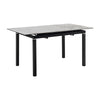 Ana 47-59 Inch Extendable Dining Table, Smooth Gray Sintered Stone, Black By Casagear Home