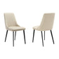 Lia 23 Inch Dining Chair Set of 2 Beige Faux Leather Black Steel Legs By Casagear Home BM311902