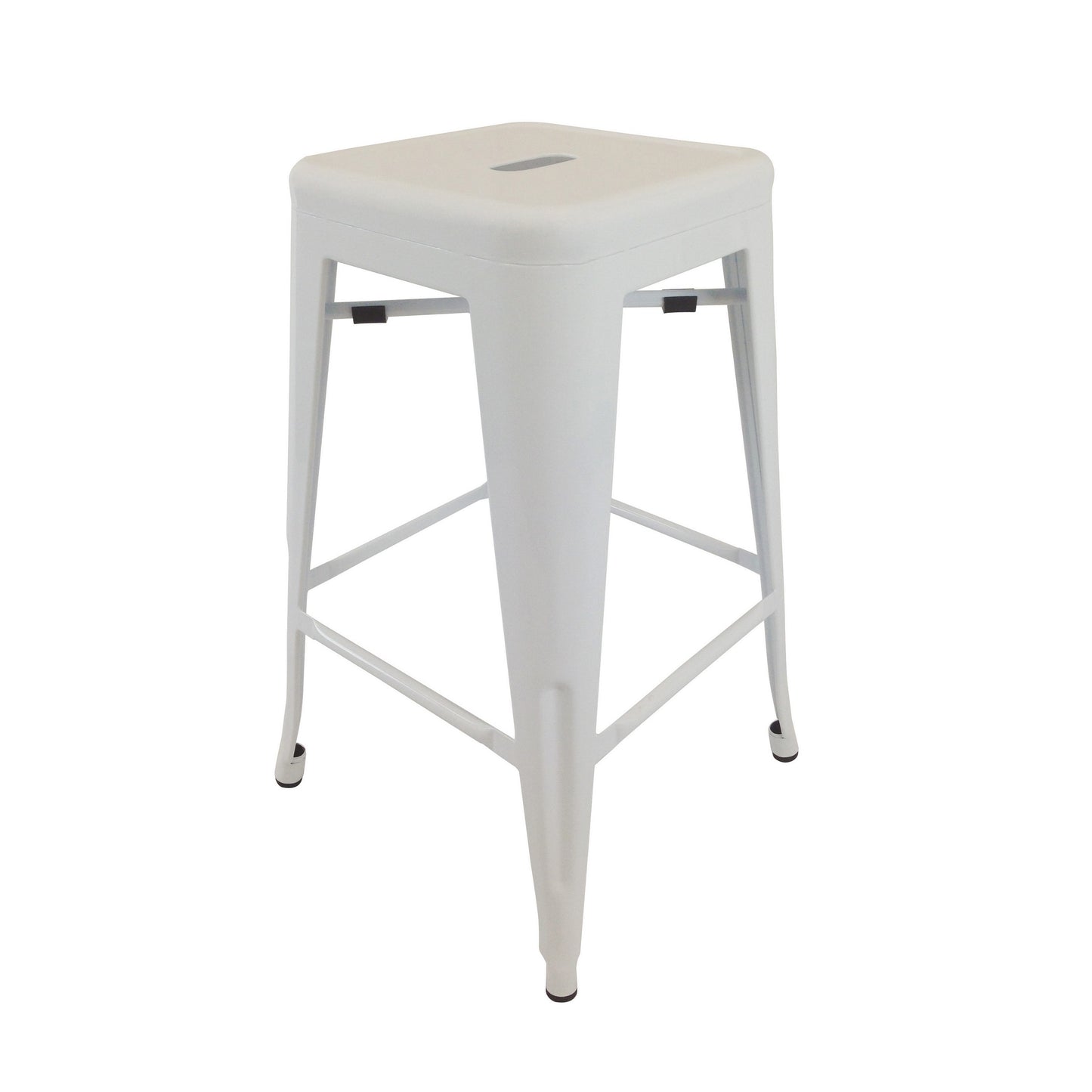 30 Inch Barstool Tapered Legs Sleek Footrests Modern White Metal Finish By Casagear Home BM311903