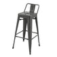 Giri 30 Inch Barstool Chair Low Backrest Tapered Legs Dark Gray Metal By Casagear Home BM311904