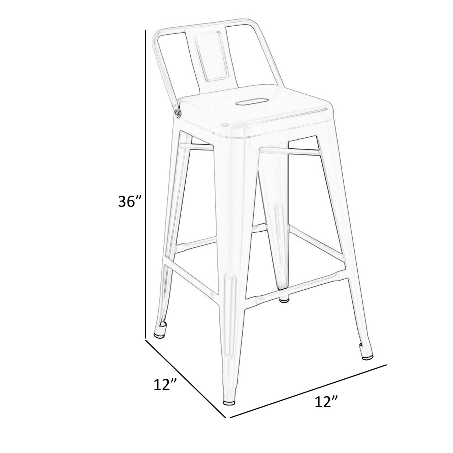 Giri 30 Inch Barstool Chair Low Backrest Tapered Legs Dark Gray Metal By Casagear Home BM311904