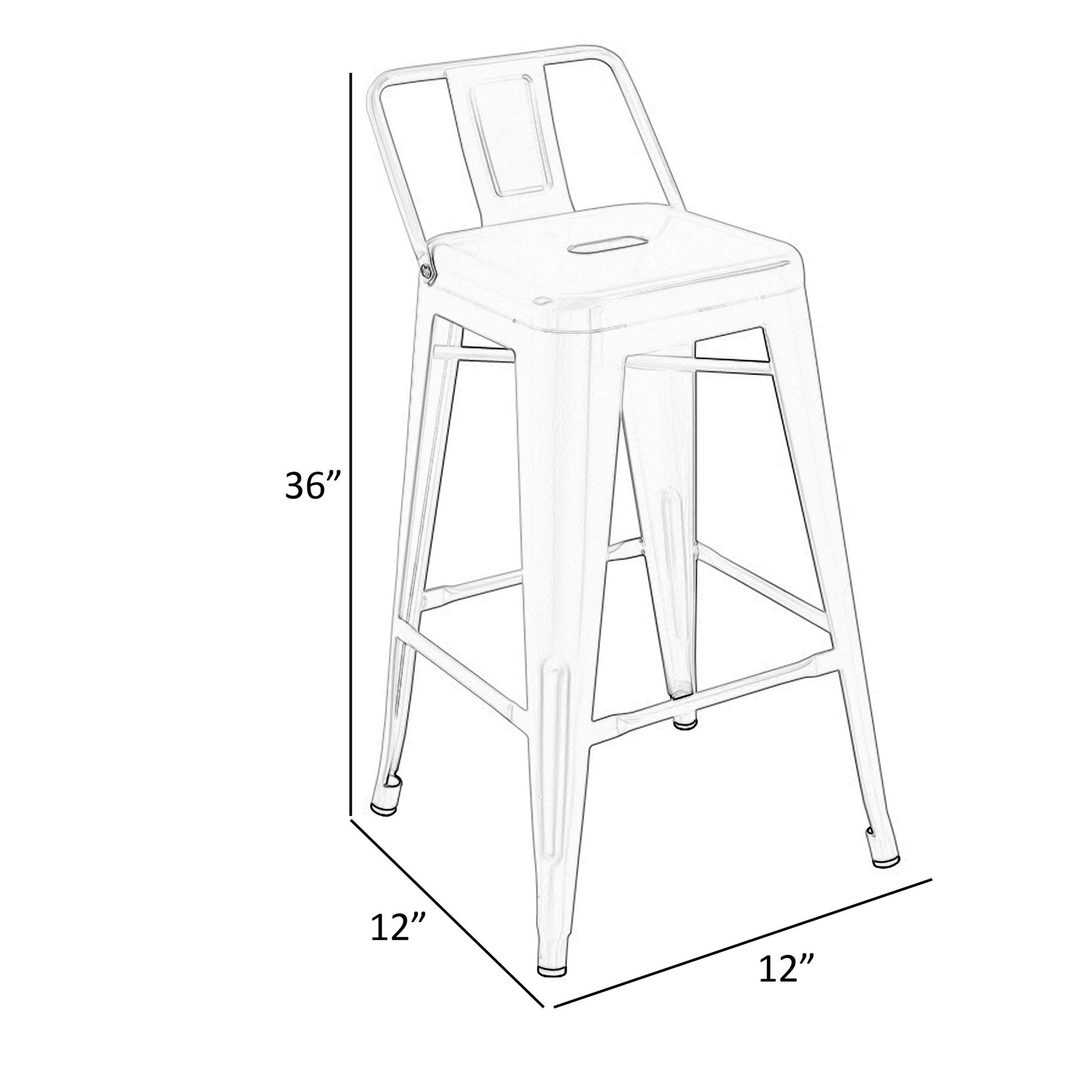 Giri 30 Inch Barstool Chair Low Backrest Tapered Legs Dark Gray Metal By Casagear Home BM311904