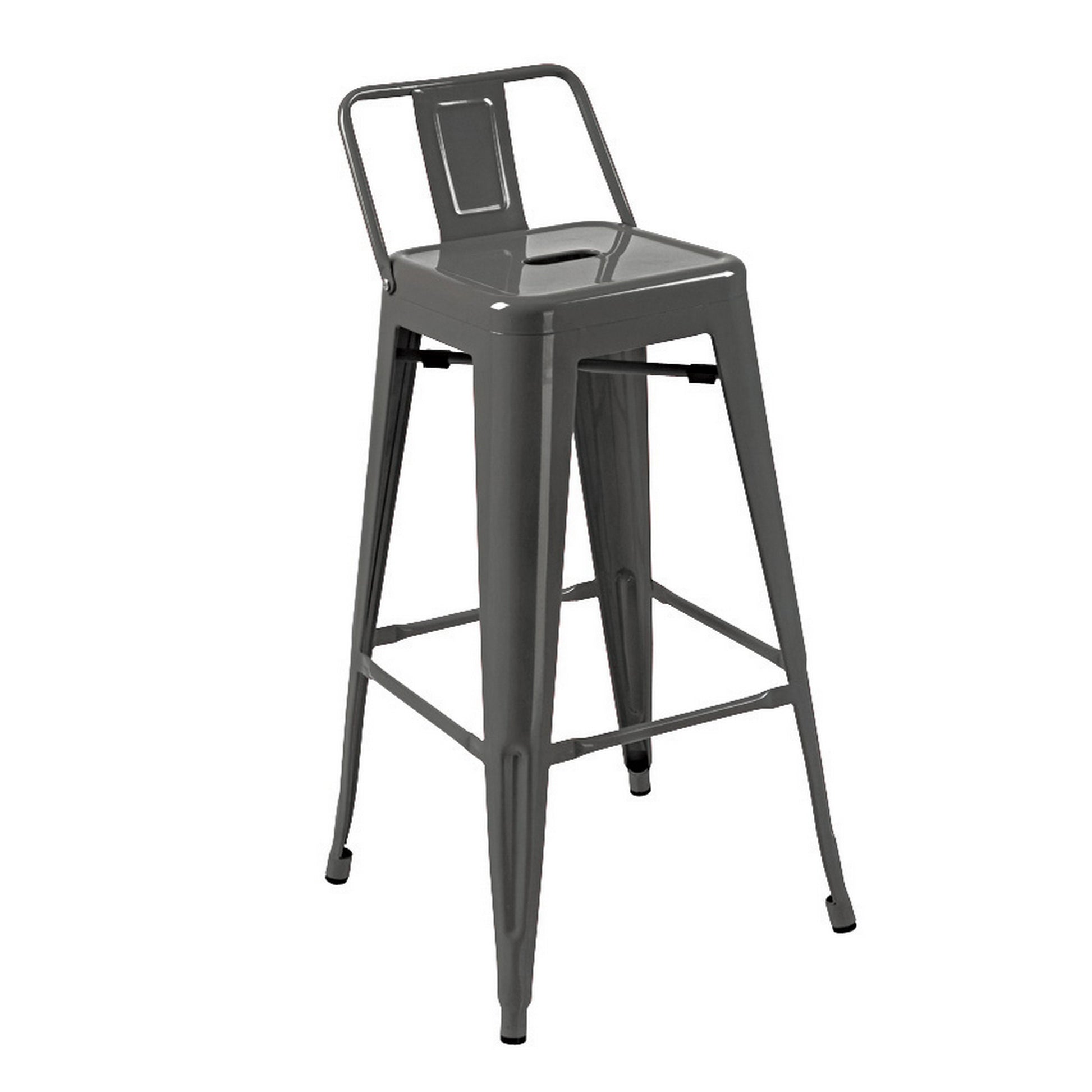 Giri 30 Inch Barstool Chair Low Backrest Tapered Legs Dark Gray Metal By Casagear Home BM311904