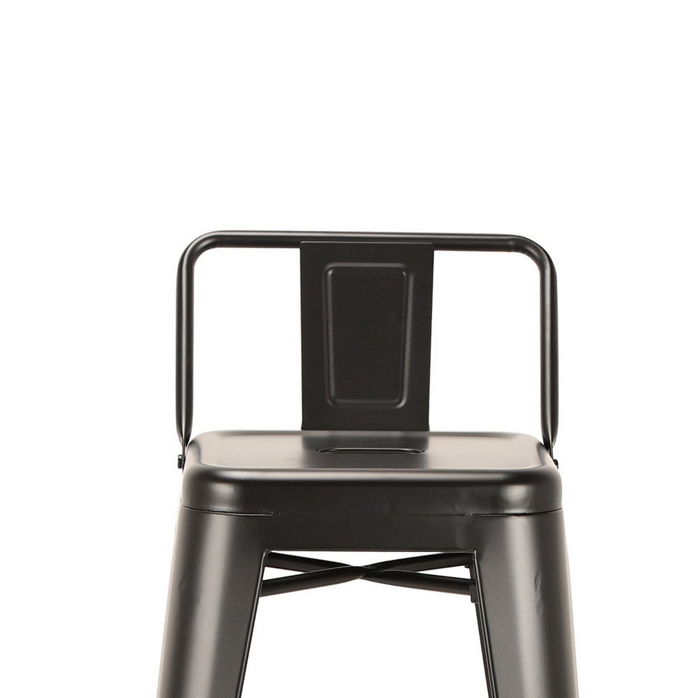 Giri 30 Inch Barstool Chair Footrest and Tapered Legs Black Metal Finish By Casagear Home BM311905