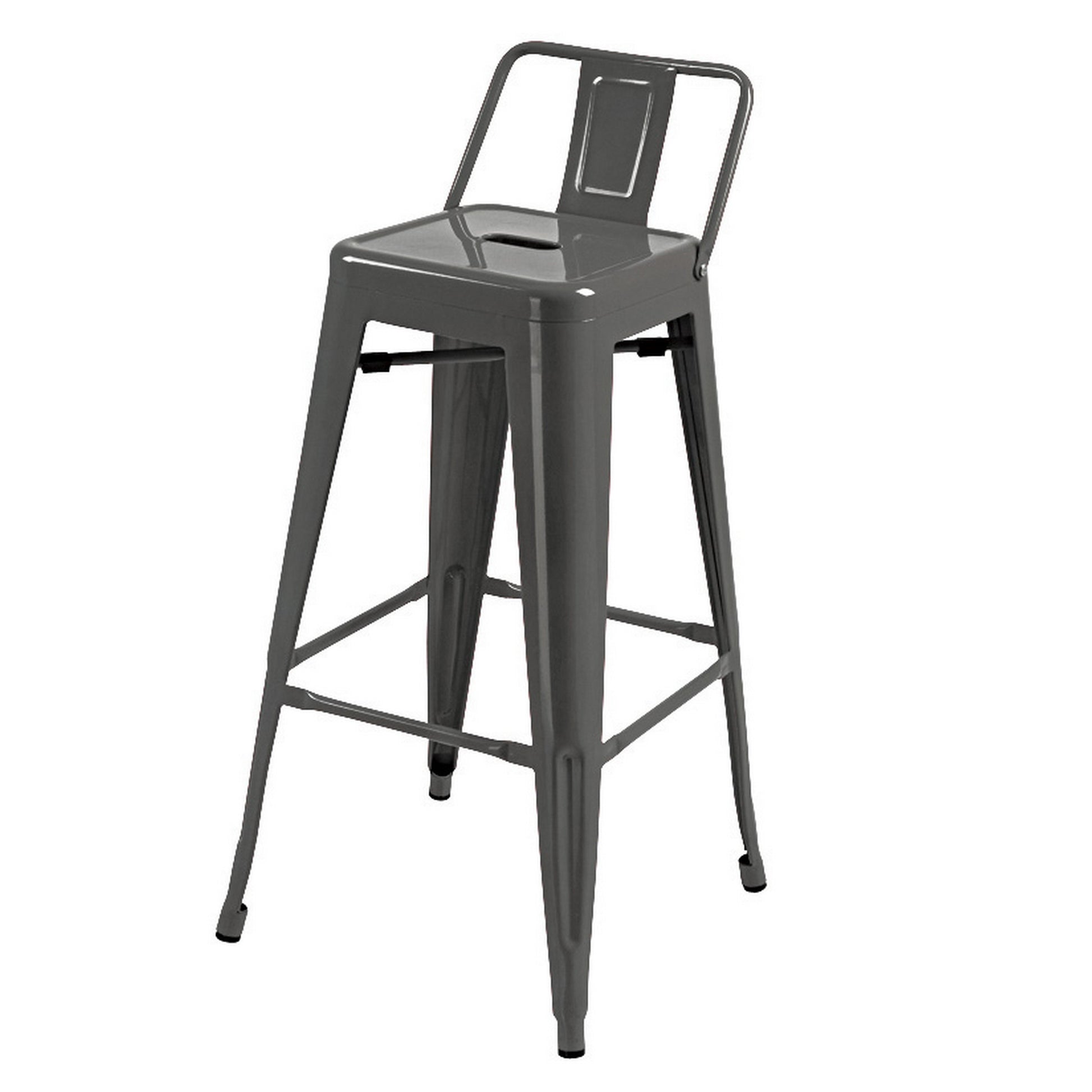 Giri 30 Inch Barstool Chair Footrest and Tapered Legs Light Gray Metal By Casagear Home BM311906