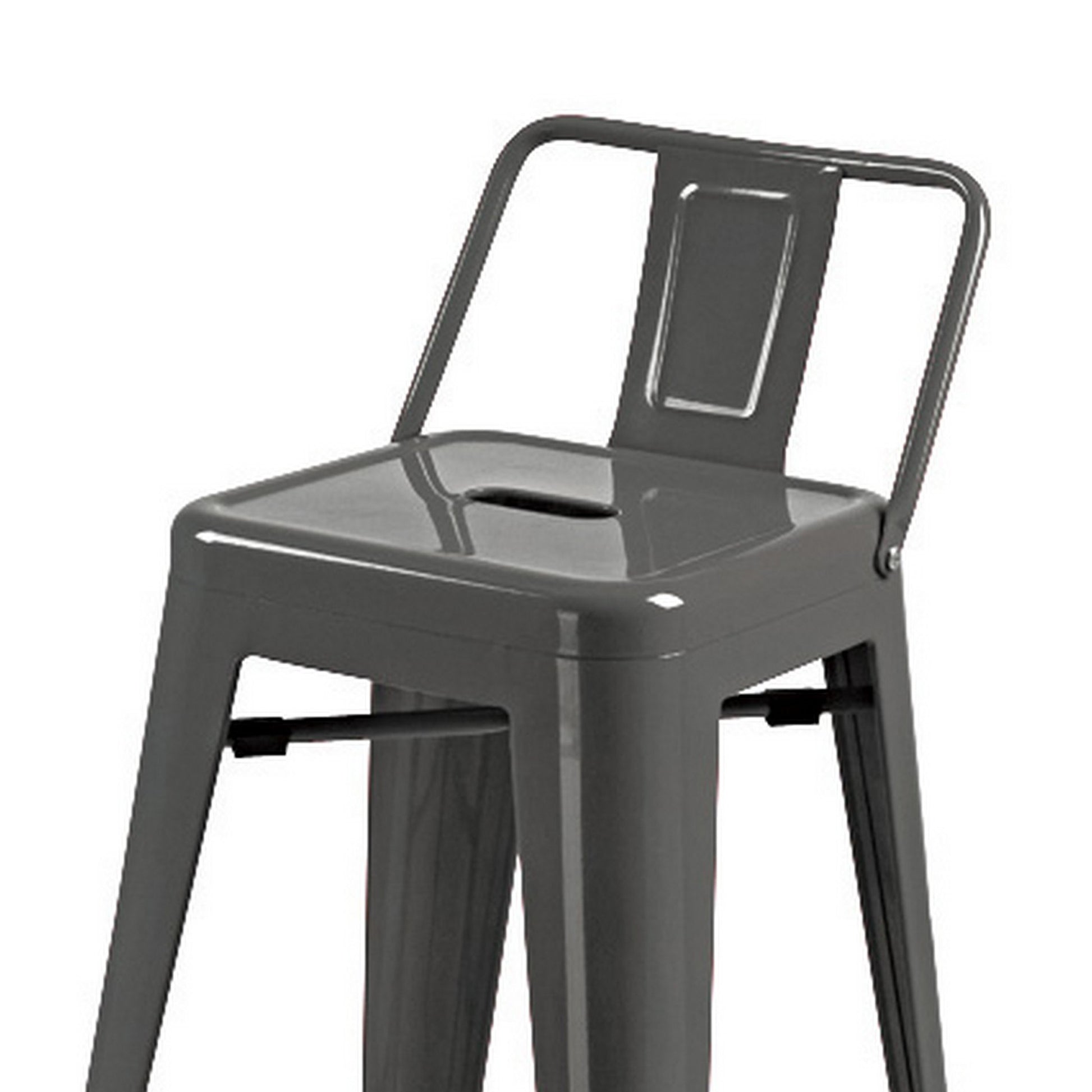 Giri 30 Inch Barstool Chair Footrest and Tapered Legs Light Gray Metal By Casagear Home BM311906