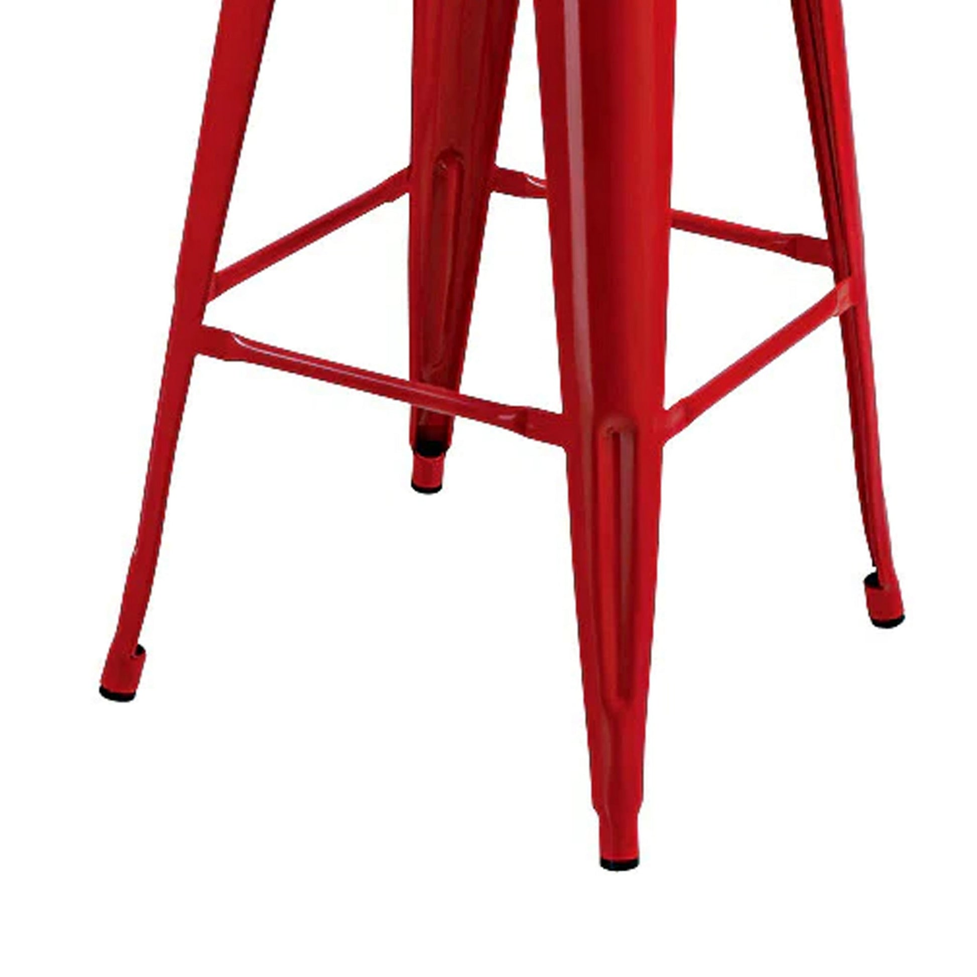 Giri 30 Inch Barstool Chair Footrest and Tapered Legs Red Metal Finish By Casagear Home BM311907