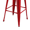 Giri 30 Inch Barstool Chair Footrest and Tapered Legs Red Metal Finish By Casagear Home BM311907